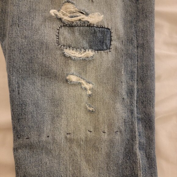 38 x 32 Polo Ralph Lauren Sullivan Slim Distressed Repaired Timeworn Rips Frays - Picture 10 of 16